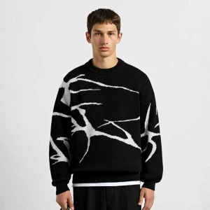 Jacquard Knit Sweater Burocs czarny