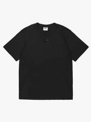 Jacquard Label t-shirt bawełniany męski czarny Klasyk