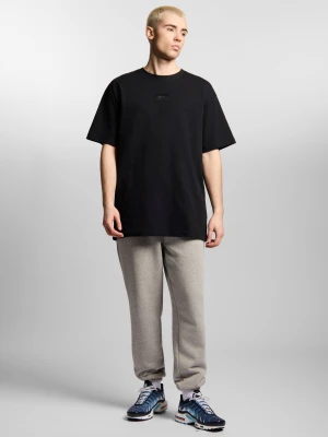 Jacquard Label t-shirt oversize bawełniany męski czarny Klasyk