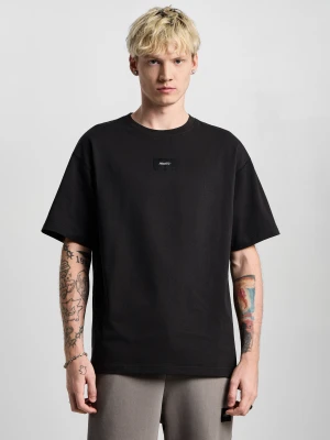 Jacquard t-shirt oversize bawełniany męski czarny PROSTO.