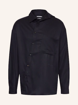 Jacquemus Koszula La Chemise Cuadro Oversized Fit blau