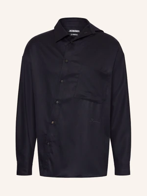 Jacquemus Koszula La Chemise Cuadro Oversized Fit blau GRANATOWY