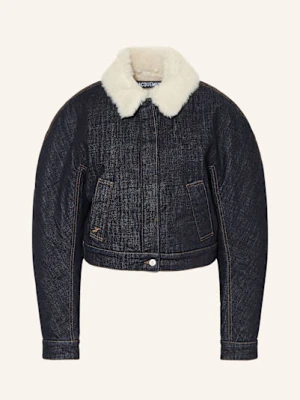 Jacquemus Kurtka Jeansowa Le Bomber De-Nîmes Ovalo Ze Sztucznym Futrem blau