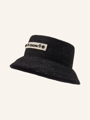 Jacquemus Słomkowy Kapelusz Le Bob Plage schwarz