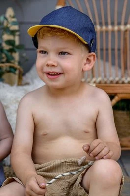 Jamiks czapka bawełniana dziecięca kolor żółty gładka