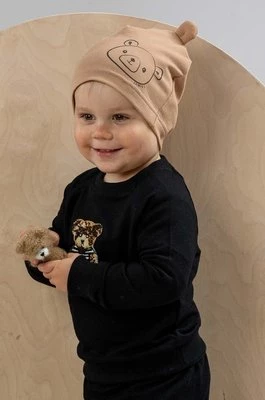Jamiks czapka dziecięca HEMANT kolor brązowy z cienkiej dzianiny