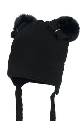 Jamiks czapka dziecięca kolor czarny z domieszką wełny