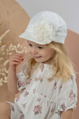 Jamiks czapka z daszkiem bawełniana dziecięca ROSALIE kolor beżowy z aplikacją