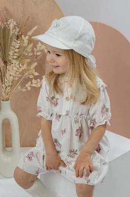 Jamiks czapka z daszkiem dziecięca NARA kolor biały z aplikacją