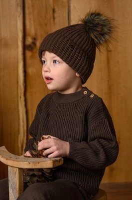 Jamiks czapka z domieszką wełny dziecięca COLD II kolor brązowy