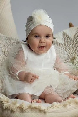 Jamiks sukienka bawełniana dziecięca kolor beżowy mini rozkloszowana