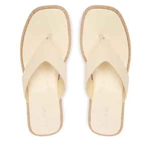 Japonki Calvin Klein Block Heel Espa 50 Thong Lth HW0HW02902 Beżowy