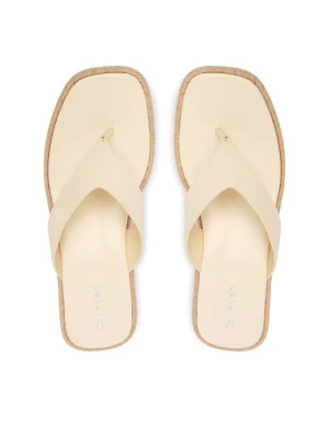 Japonki Calvin Klein Block Heel Espa 50 Thong Lth HW0HW02902 Beżowy