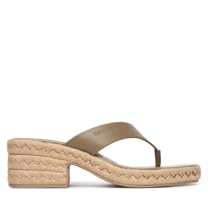 Japonki Calvin Klein Block Heel Espa 50 Thong Lth HW0HW02902 Brązowy