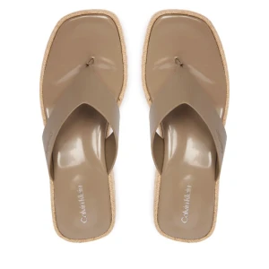 Japonki Calvin Klein Block Heel Espa 50 Thong Lth HW0HW02902 Brązowy