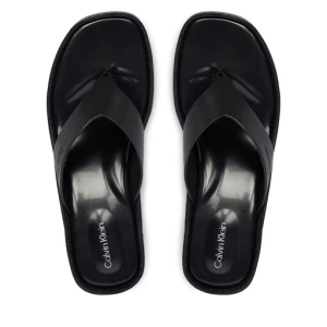 Japonki Calvin Klein Block Heel Sndl Thong Lth HW0HW02913 Czarny
