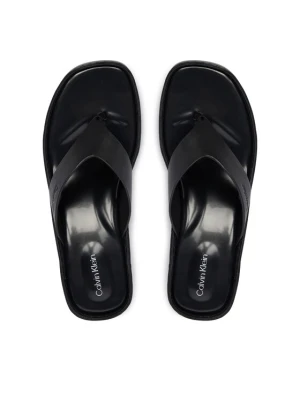 Japonki Calvin Klein Block Heel Sndl Thong Lth HW0HW02913 Czarny