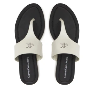 Japonki Calvin Klein Jeans Flat Sandal Toepost Mg YW0YW01691 Biały