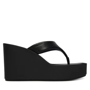 Japonki Calvin Klein Wedge 70 Sndl Thong Lth HW0HW02880 Czarny