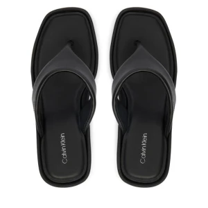 Japonki Calvin Klein Wedge 70 Sndl Thong Lth HW0HW02880 Czarny