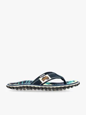 Japonki Gumbies Islander Canvas Flip-Flops - blue hibiscus