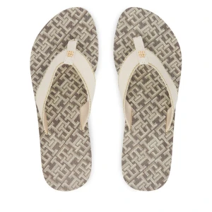 Japonki Tommy Hilfiger Monogram Mid Wedge Sandal FW0FW09419 Kremowy