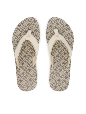 Japonki Tommy Hilfiger Monogram Mid Wedge Sandal FW0FW09419 Kremowy