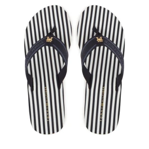 Japonki Tommy Hilfiger Th Stripes Wedge Beach Sandal FW0FW08521 Niebieski