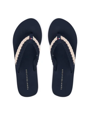 Japonki Tommy Hilfiger Th Wedge Crochet Summer Sandal FW0FW09420 Granatowy