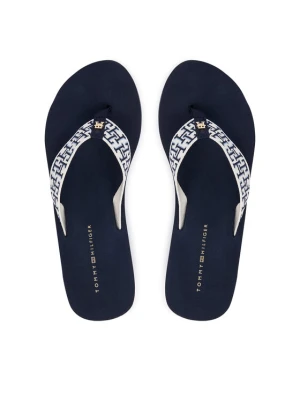 Japonki Tommy Hilfiger Wedge Summer Sandal Mono FW0FW09698 Granatowy