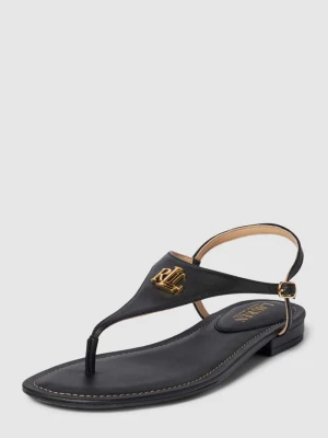 Japonki ze skóry z aplikacją z logo Lauren Ralph Lauren