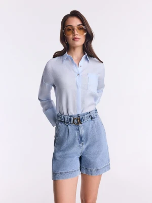 Jasne jeansowe spodenki z wysokim stanem TARANKO