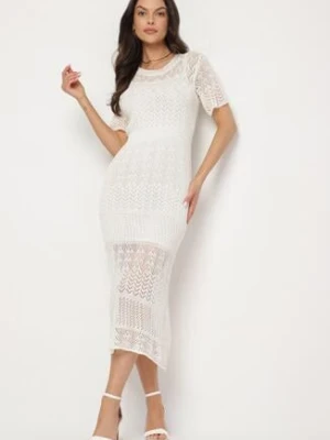Jasnobeżowa Ażurowa Sukienka z Wiskozą Zoriena elsa.m by may