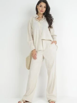 Jasnobeżowa Bawełniana Koszula z Dłuższym Tyłem Cadicius retro & icone