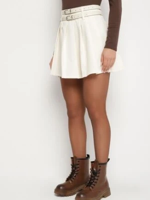 Jasnobeżowa Bawełniana Spódnica z Dwoma Paskami z Klamerkami Koriana elsa.m by may