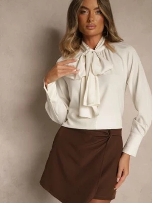 Jasnobeżowa Bluzka Vices Ozdobiona Kokardą Overile