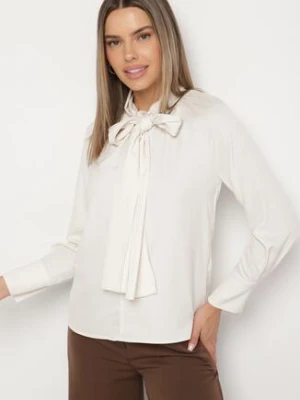 Jasnobeżowa Bluzka Vices z Wiązaniem pod Szyją Averile