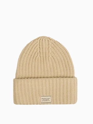 Jasnobeżowa czapka z szerokim mankietem Puccini