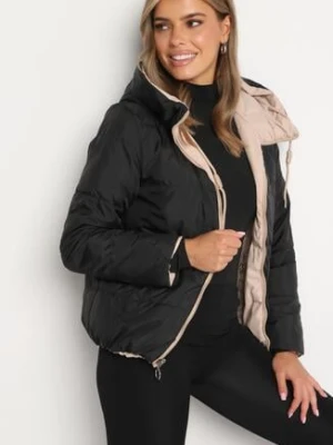 Jasnobeżowa Dwustronna Kurtka Pikowana Ozdobiona Sznurkami Mivvena