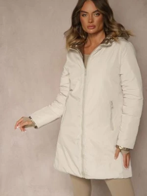 Jasnobeżowa Dwustronna Kurtka z Kapturem i Pikowanymi Przeszyciami Alirrise melya by melody