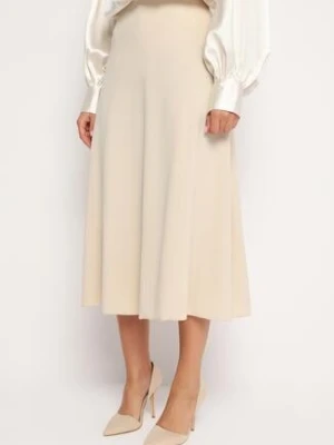 Jasnobeżowa Klasyczna Spódnica Midi Rozkloszowana Verettia fashion station