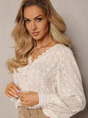 Jasnobeżowa Koronkowa Bluzka z Metaliczną Nitką Maliso elsa.m by may