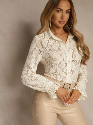 Jasnobeżowa Koszula Koronkowa na Guziki Acameda elsa.m by may