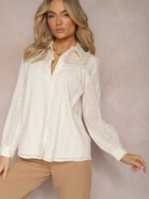 Jasnobeżowa Koszula z Bawełny z Ażurowymi Zdobieniami Namiella bisou's project