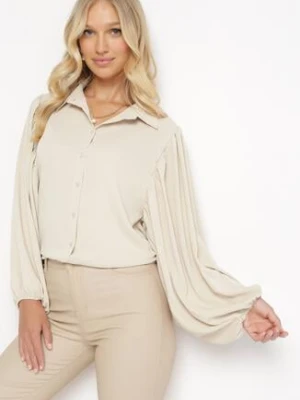 Jasnobeżowa Koszula z Szerokimi Plisowanymi Rękawami Anihadi lily rose