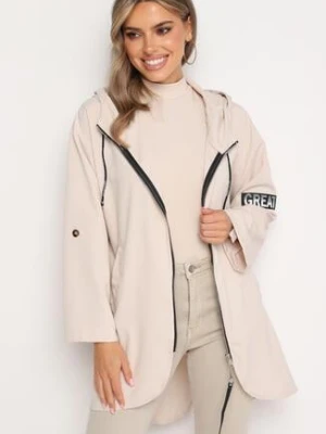 Jasnobeżowa Kurtka Oversize Wiatrówka z Kapturem Lafise swest