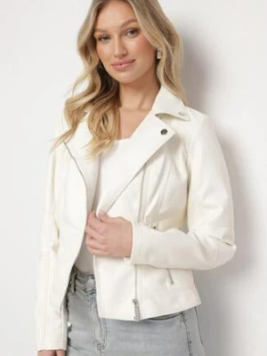 Jasnobeżowa Kurtka Typu Ramoneska o Taliowanym Kroju z Kieszeniami Lorantha black&fish