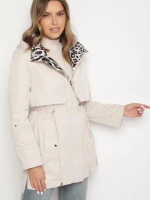 Jasnobeżowa Kurtka w Stylu Parki z Odpinanym Kapturem i Ozdobną Podszewką Ismerife swest