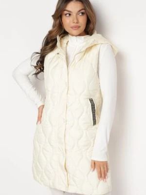 Jasnobeżowa Pikowana Kamizelka z Kapturem Nomppe