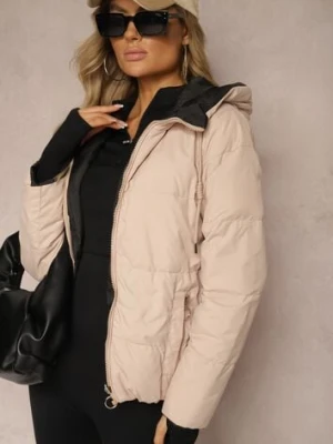 Jasnobeżowa Pikowana Kurtka Dwustronna Wykończona Sznurkami Atitoria j.style